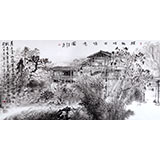 民盟美協(xié)理事黃奇松四尺《瑤鄉(xiāng)煙雨詩意圖》