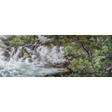 朝鮮畫家 安恩晶 大尺寸國畫《瀑布》