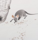 民盟美協(xié)理事黃奇松先生四尺斗方《饑鼠掀菱殼》