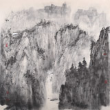 當(dāng)代水墨漫畫名家 強(qiáng)春云四尺斗方 《雨泉圖》