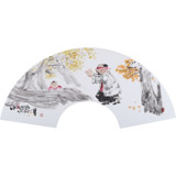 當代水墨漫畫名家 強春云扇畫《躲貓貓》