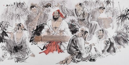 【已售】 魏志平 四尺《竹林七賢》 河北省美協(xié)會(huì)員