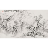 名家孔祥前寫意山水畫《大石成高磊 老木橫交柯》（詢價）