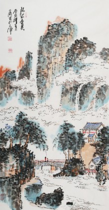 李明成三尺山水畫《林壑憂美》中國書法家協(xié)會會員