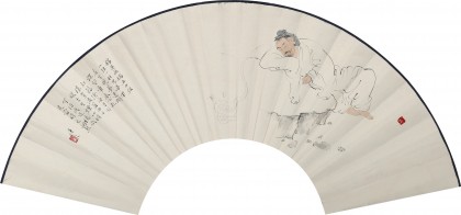 陳漫之扇畫《莊生夢(mèng)蝶》（詢價(jià)）