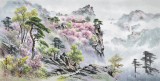 朝鮮畫家金善國 四尺《妙香山之春》