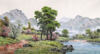 朝鮮名家蔡京華 四尺《鄉(xiāng)村的清晨》