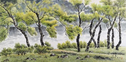 朝鮮畫家林正 四尺《夏天》