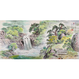 朝鮮畫家趙元哲 四尺《金剛山溪谷》