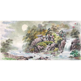 朝鮮畫家趙元哲 四尺《妙香山的小溪》