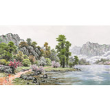 朝鮮名家蔡京華 四尺《湖邊的春天》