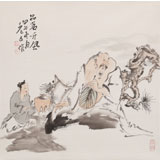 曹建濤 四尺斗方《品茗聽風》 獨具特色水墨人物畫家