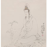 【已售】曹建濤 四尺斗方《觀音》 獨(dú)具特色水墨人物畫家