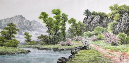 朝鮮名家蔡京華 四尺《春日溪水》