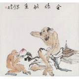 曹建濤 四尺斗方《金猿獻(xiàn)果》 獨(dú)具特色水墨人物畫家
