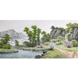 朝鮮名家蔡京華 四尺《春日溪水》