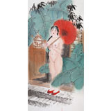  魏志平 四尺《雨打芭蕉》 河北省美協(xié)會(huì)員