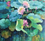 QA郭瑩大尺寸 《出水芙蓉》布面油畫