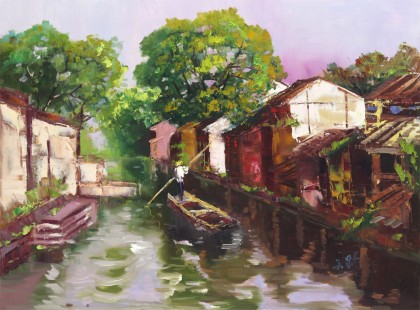 SK郭瑩 《憶江南 春》布面油畫(huà)