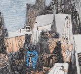 吉林著名山水畫家 張勇 四尺斗方《山銜好月》