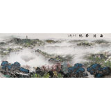 【已售】何華賢 大丈二山水畫《西湖勝境》 潁淮書畫名家