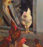 朝鮮名家 鄭日革 《農(nóng)家》 館藏油畫精品