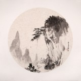 遼寧著名山水畫家劉顯辰團(tuán)扇《攜琴訪友》