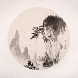 遼寧著名山水畫家劉顯辰團(tuán)扇《攜琴訪友》