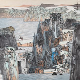 吉林著名山水畫家 張勇 四尺斗方《江濤有聲》