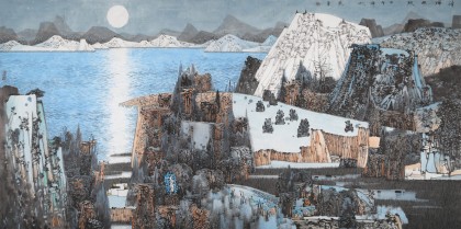 【已售】吉林著名山水畫家 張勇 四尺《清輝無限》