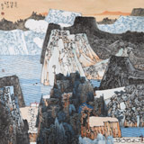 吉林著名山水畫家 張勇 四尺斗方《嵐光清靈》