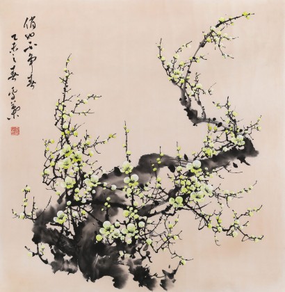 安徽美協(xié)何華賢 四尺斗方 梅花圖《俏也不爭春》