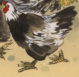 【已售】劉紀四尺斗方花鳥畫《一家親》