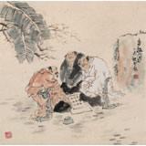 【已售】南海禪寺 妙林居士 四尺斗方《弈趣圖》