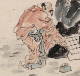 【已售】南海禪寺 妙林居士 四尺斗方《弈趣圖》