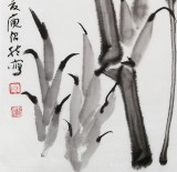 庾超然四尺斗方《風竹圖》 黃鶴樓書畫院院長