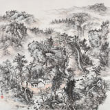 曹寶峪四尺斗方《山中有人家》