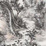 曹寶峪四尺斗方《山中有人家》