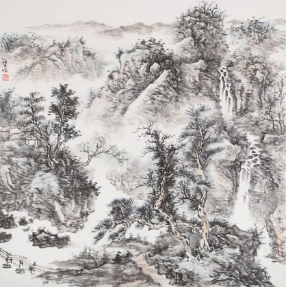 曹寶峪四尺斗方《山居圖》