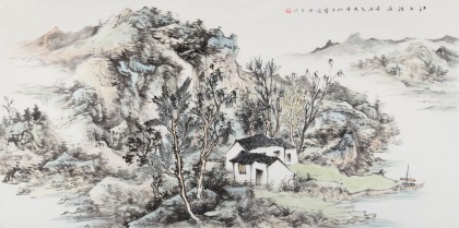 曹寶峪三尺《江上泊舟》