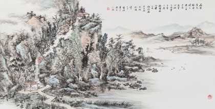 【已售】曹寶峪三尺《半日風(fēng)帆即秋浦》