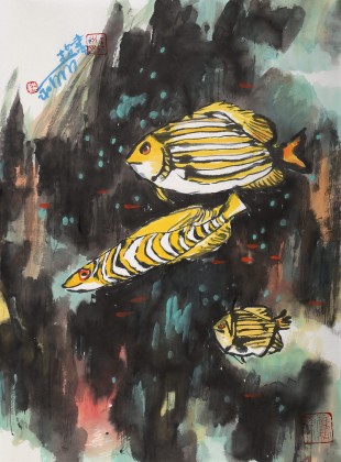 國(guó)家一級(jí)美術(shù)師王永剛 小尺寸指畫(huà)《悠游》(詢價(jià))