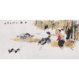 當(dāng)代鄉(xiāng)土童趣繪畫(huà)名家尹和平 四尺《秋趣》