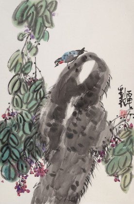 劉紀(jì) 四尺三開《花蔭低語》 中國畫大家 真跡收藏（詢價(jià)）