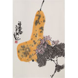 劉紀(jì) 四尺三開《福祿壽》 中國畫大家 真跡收藏（詢價(jià)）