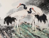 王向陽 六尺對開《松鶴同壽》中國美術(shù)家協(xié)會會員（詢價）