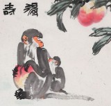 曲逸之 六尺對開《得壽圖》 河南省著名花鳥畫家