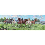 朝鮮畫家周成小八尺國畫《駿馬奔騰》