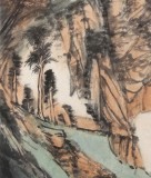 胡書文 四尺斗方《四山蒼翠合一亭》中國書畫院創(chuàng)作院副院長（詢價）