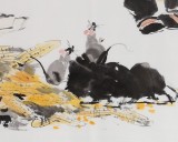 當代鄉(xiāng)土童趣繪畫名家尹和平 四尺《秋趣》